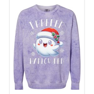 I Prefer Halloween Christmas Cute Ghost Santa Hat Colorblast Crewneck Sweatshirt