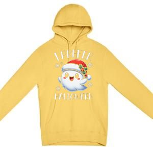 I Prefer Halloween Christmas Cute Ghost Santa Hat Premium Pullover Hoodie