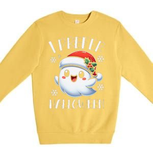 I Prefer Halloween Christmas Cute Ghost Santa Hat Premium Crewneck Sweatshirt