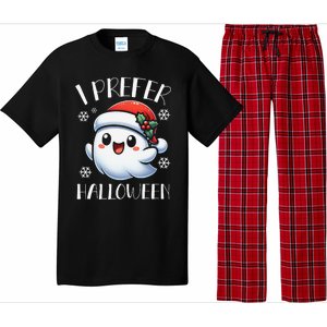 I Prefer Halloween Christmas Cute Ghost Santa Hat Pajama Set