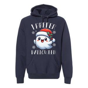 I Prefer Halloween Christmas Cute Ghost Santa Hat Premium Hoodie