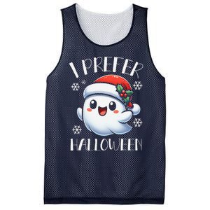 I Prefer Halloween Christmas Cute Ghost Santa Hat Mesh Reversible Basketball Jersey Tank