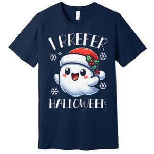 I Prefer Halloween Christmas Cute Ghost Santa Hat Premium T-Shirt