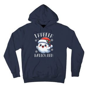 I Prefer Halloween Christmas Cute Ghost Santa Hat Tall Hoodie