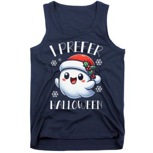 I Prefer Halloween Christmas Cute Ghost Santa Hat Tank Top