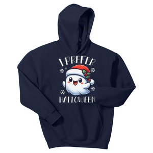 I Prefer Halloween Christmas Cute Ghost Santa Hat Kids Hoodie