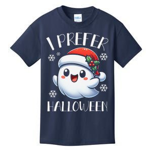 I Prefer Halloween Christmas Cute Ghost Santa Hat Kids T-Shirt