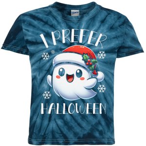 I Prefer Halloween Christmas Cute Ghost Santa Hat Kids Tie-Dye T-Shirt