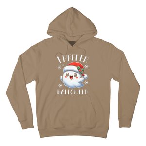 I Prefer Halloween Christmas Cute Ghost Santa Hat Hoodie