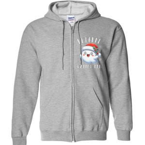 I Prefer Halloween Christmas Cute Ghost Santa Hat Full Zip Hoodie