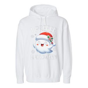 I Prefer Halloween Christmas Cute Ghost Santa Hat Garment-Dyed Fleece Hoodie