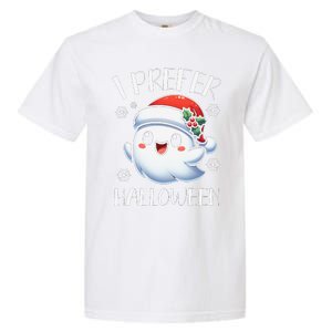 I Prefer Halloween Christmas Cute Ghost Santa Hat Garment-Dyed Heavyweight T-Shirt