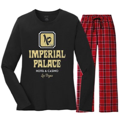 Imperial Palace Hotel Casino Vintage Sign Retro Las Vegas Women's Long Sleeve Flannel Pajama Set 