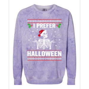 I Prefer Halloween Christmas Sweater Funny Holiday Ugly Xmas Colorblast Crewneck Sweatshirt