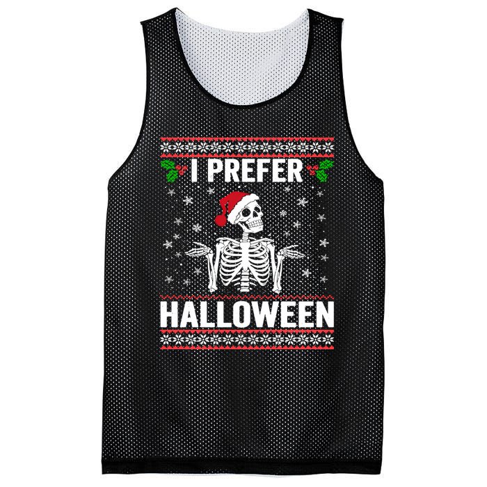 I Prefer Halloween Christmas Sweater Funny Holiday Ugly Xmas Mesh Reversible Basketball Jersey Tank