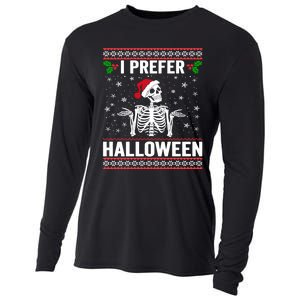 I Prefer Halloween Christmas Sweater Funny Holiday Ugly Xmas Cooling Performance Long Sleeve Crew