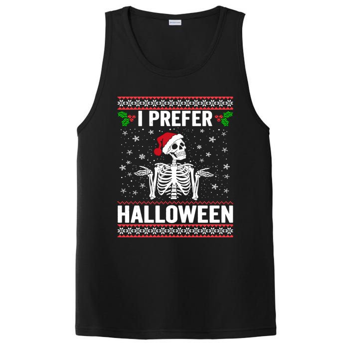 I Prefer Halloween Christmas Sweater Funny Holiday Ugly Xmas PosiCharge Competitor Tank