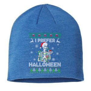 I Prefer Halloween Christmas Funny Skeleton Xmas Gift Sustainable Beanie