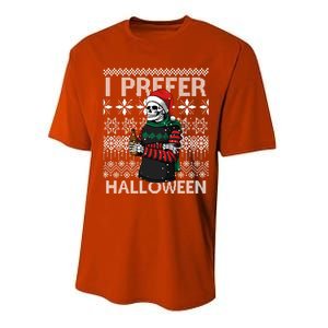 I Prefer Halloween Funny Christmas Skeleton Sweater Ugly Great Gift Performance Sprint T-Shirt