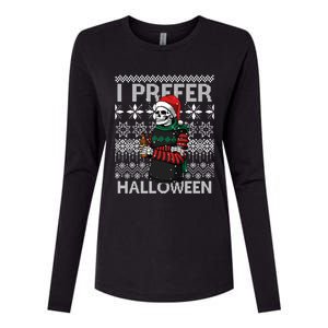 I Prefer Halloween Funny Christmas Skeleton Sweater Ugly Great Gift Womens Cotton Relaxed Long Sleeve T-Shirt