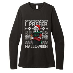 I Prefer Halloween Funny Christmas Skeleton Sweater Ugly Great Gift Womens CVC Long Sleeve Shirt