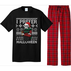 I Prefer Halloween Funny Christmas Skeleton Sweater Ugly Great Gift Pajama Set