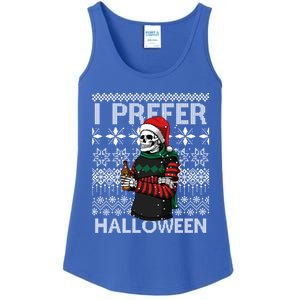 I Prefer Halloween Funny Christmas Skeleton Sweater Ugly Great Gift Ladies Essential Tank