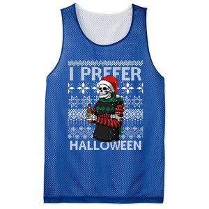 I Prefer Halloween Funny Christmas Skeleton Sweater Ugly Great Gift Mesh Reversible Basketball Jersey Tank