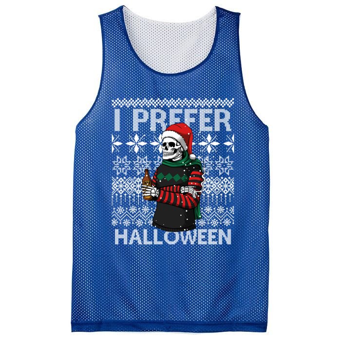 I Prefer Halloween Funny Christmas Skeleton Sweater Ugly Great Gift Mesh Reversible Basketball Jersey Tank