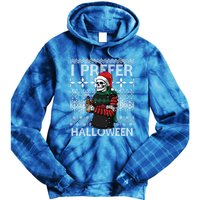 I Prefer Halloween Funny Christmas Skeleton Sweater Ugly Great Gift Tie Dye Hoodie