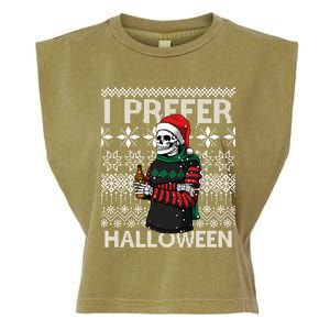 I Prefer Halloween Funny Christmas Skeleton Sweater Ugly Great Gift Garment-Dyed Women's Muscle Tee