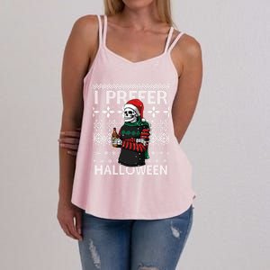 I Prefer Halloween Funny Christmas Skeleton Sweater Ugly Great Gift Women's Strappy Tank