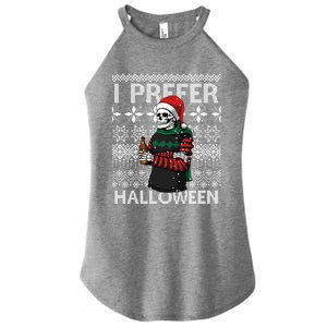 I Prefer Halloween Funny Christmas Skeleton Sweater Ugly Great Gift Women's Perfect Tri Rocker Tank