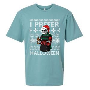 I Prefer Halloween Funny Christmas Skeleton Sweater Ugly Great Gift Sueded Cloud Jersey T-Shirt