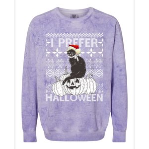 I Prefer Halloween Funny Christmas Black Cat Ugly Gift Colorblast Crewneck Sweatshirt