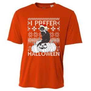 I Prefer Halloween Funny Christmas Black Cat Ugly Gift Cooling Performance Crew T-Shirt