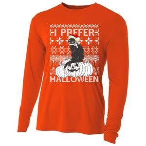 I Prefer Halloween Funny Christmas Black Cat Ugly Gift Cooling Performance Long Sleeve Crew