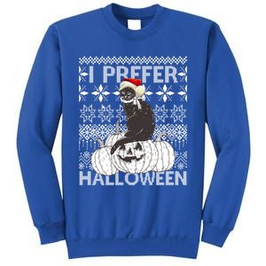 I Prefer Halloween Funny Christmas Black Cat Ugly Gift Sweatshirt