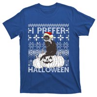 I Prefer Halloween Funny Christmas Black Cat Ugly Gift T-Shirt