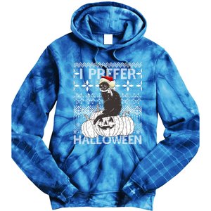 I Prefer Halloween Funny Christmas Black Cat Ugly Gift Tie Dye Hoodie