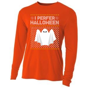 I Prefer Halloween Christmas Sweater Funny Ugly Xmas Holiday Cool Gift Cooling Performance Long Sleeve Crew