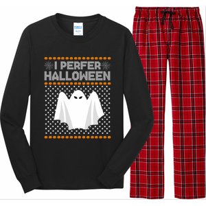 I Prefer Halloween Christmas Sweater Funny Ugly Xmas Holiday Cool Gift Long Sleeve Pajama Set