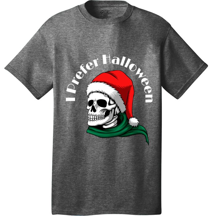 I Prefer Halloween Ugly Christmas Sweater Skull Santa T-Shirt