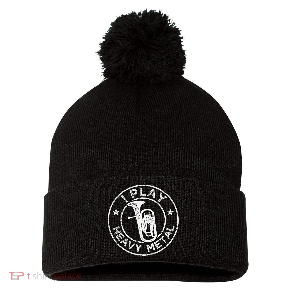 I Play Heavy Metal Funny Euphonium Pom Pom 12in Knit Beanie