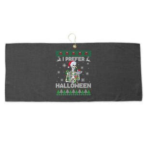 I Prefer Halloween Christmas Sweater Funny Skeleton Xmas Cute Gift Large Microfiber Waffle Golf Towel