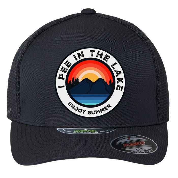 I Pee In The Lake Funny Summer Vacation Family Flexfit Unipanel Trucker Cap