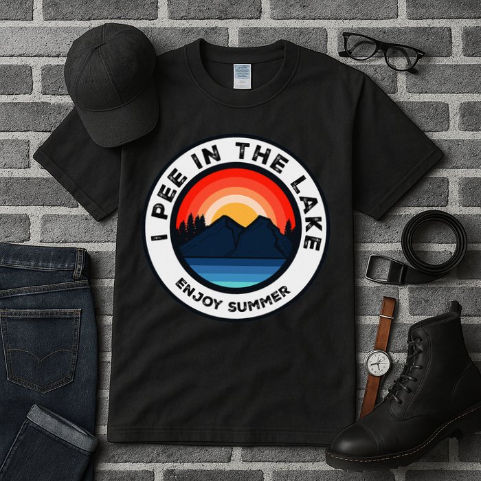 I Pee In The Lake Funny Summer Vacation Family Tall T-Shirt