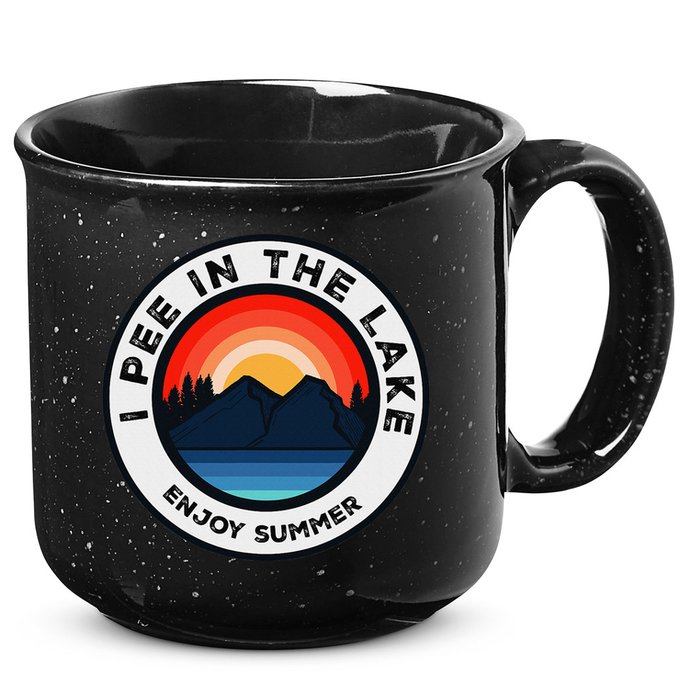 I Pee In The Lake Funny Summer Vacation Family 15oz Campfire Ceramic Mug