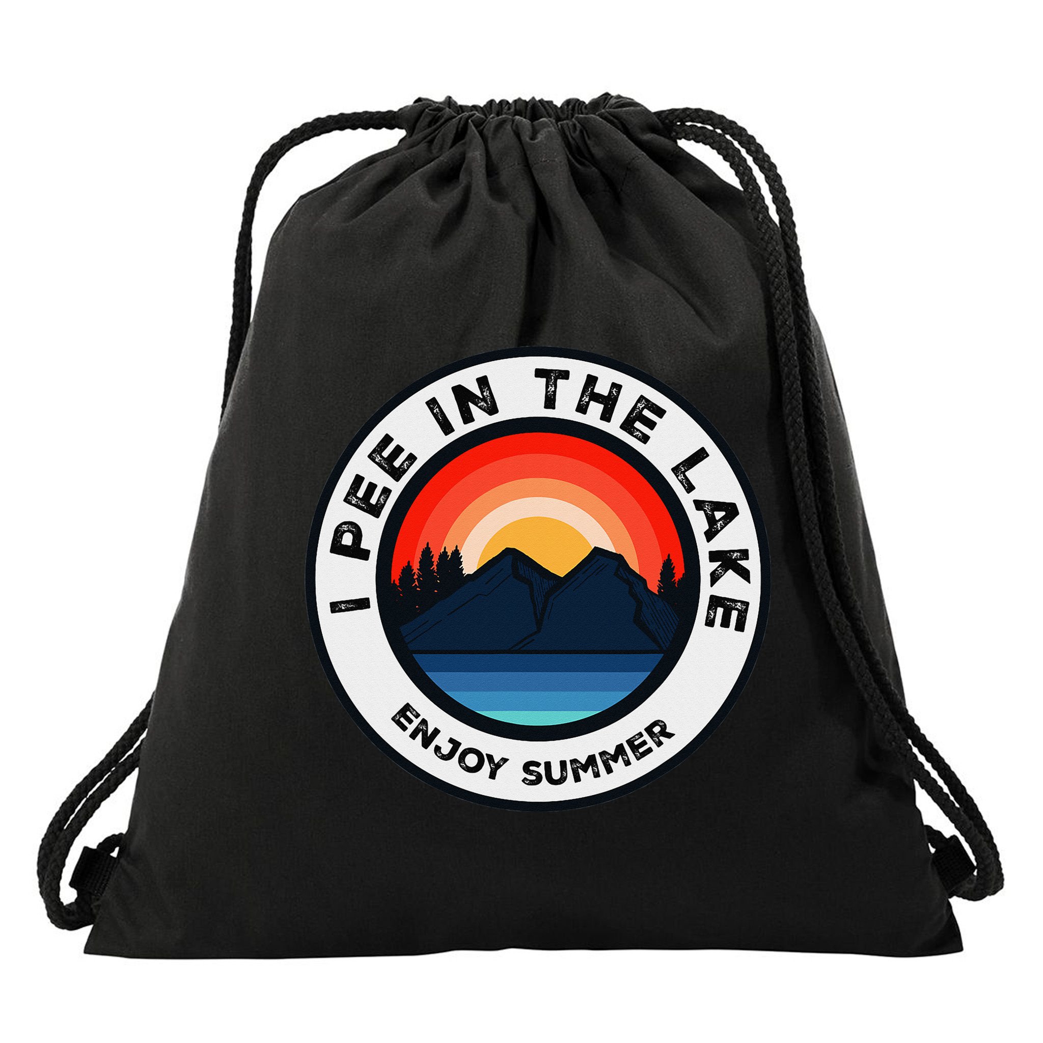 I Pee In The Lake Funny Summer Vacation Family Drawstring Bag