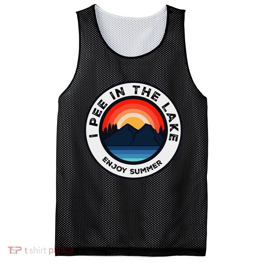 I Pee In The Lake Funny Summer Vacation Family Mesh Reversible Basketball Jersey Tank